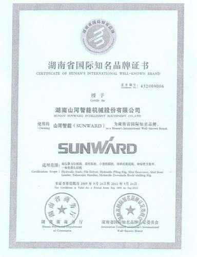 湖南省国际知名品牌证书2009-