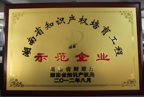 湖南省知识产权培育工程师范企业2012.8