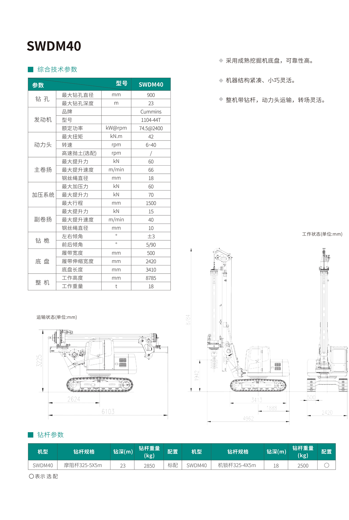 SWDM40 小型多功能旋挖钻机